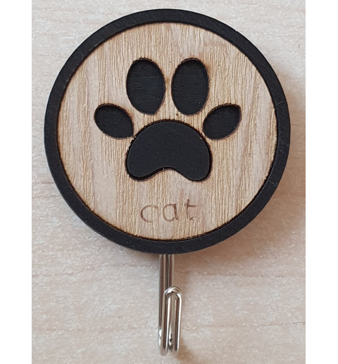 Holz Haken Cat braun/schwarz