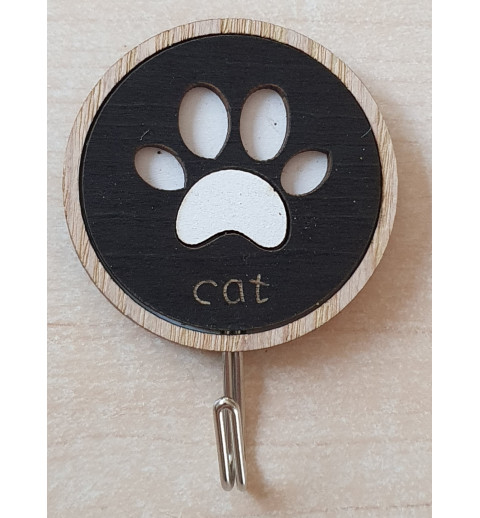 Holz Haken Cat schwarz/weiss