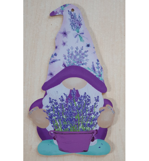 Holz Schild Wichtel violett