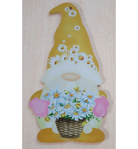 Holz Schild Wichtel gelb