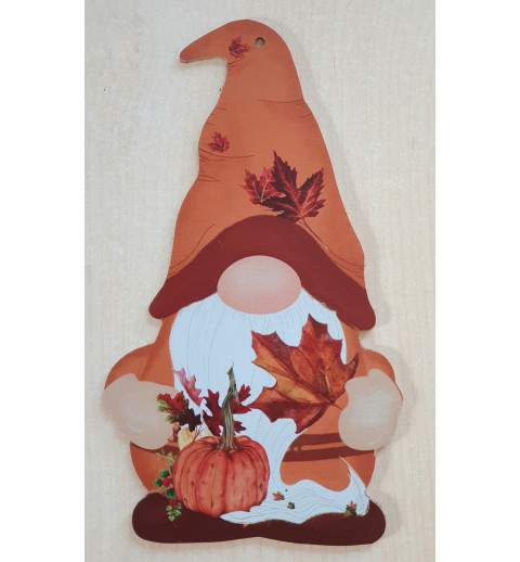 Holz Schild Wichtel orange