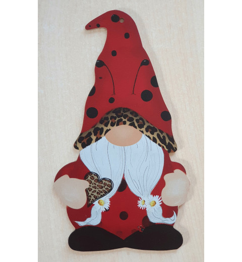 Holz Schild Wichtel rot