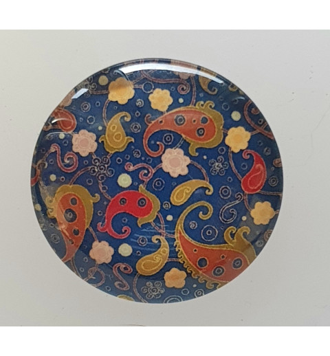 Cabochon 30 mm Paisley Muster blau