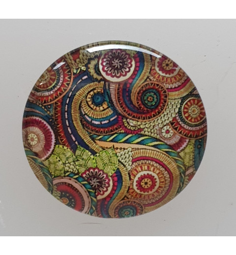 Cabochon 30 mm Paisley Muster grün