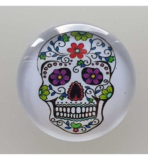 Cabochon 30 mm Totenkopf Blumen