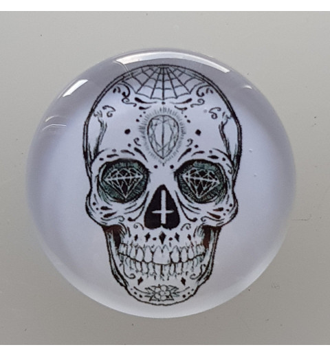 Cabochon 30 mm Totenkopf schwarz/weiss