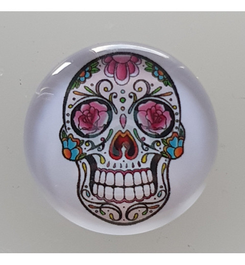 Cabochon 30 mm Totenkopf rosa