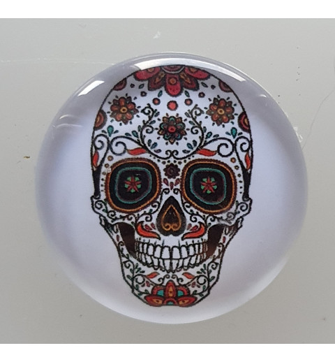 Cabochon 30 mm Totenkopf Blumen