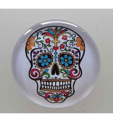 Cabochon 30 mm Totenkopf Blumen