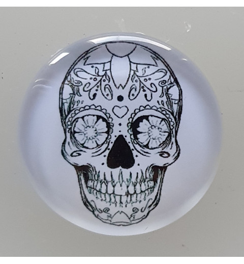 Cabochon 30 mm Totenkopf schwarz/weiss