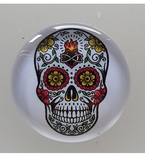 Cabochon 30 mm Totenkopf Blumen