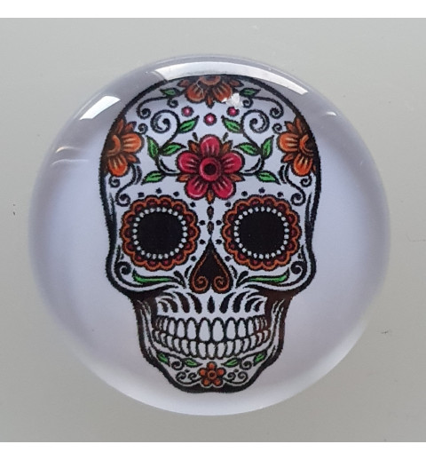 Cabochon 30 mm Totenkopf Blume
