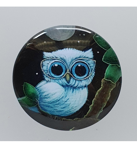 Cabochon Eule blau