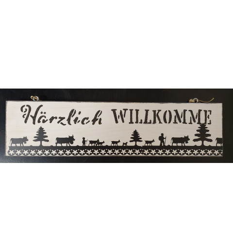 Schild Härzlich Willkomme