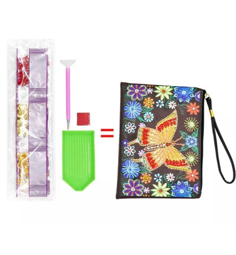 3D Diamant Pixel Tasche Schmetterling