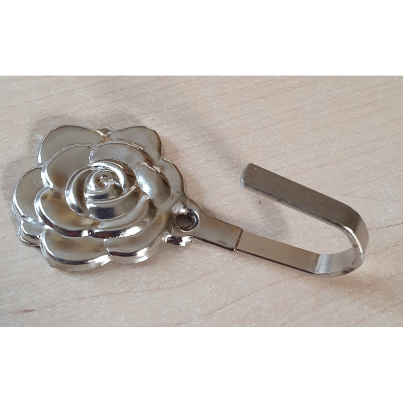 Blech Haken Rose silberfarbig
