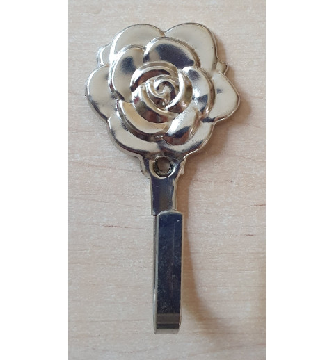 Blech Haken Rose silberfarbig