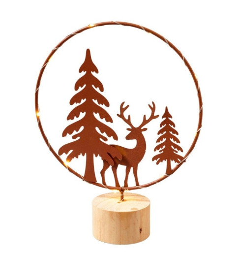 Metall Ring mit Hirsch rost und Led