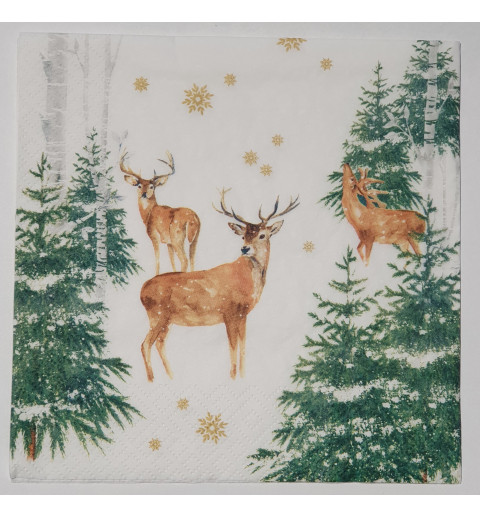 Serviette Hirsche im Wald