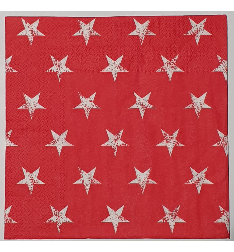 Serviette Sterne weiss/rot
