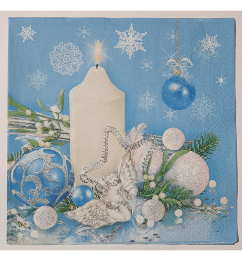 Serviette Kerze blau