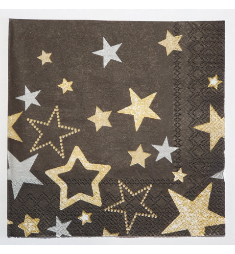 Serviette Sterne gold/silber