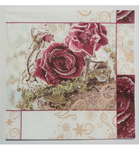 Serviette Schnee/Rosen