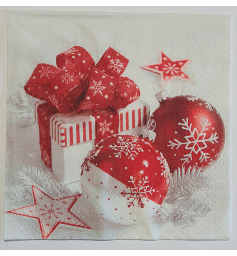 Serviette Weihnachtskugeln rot