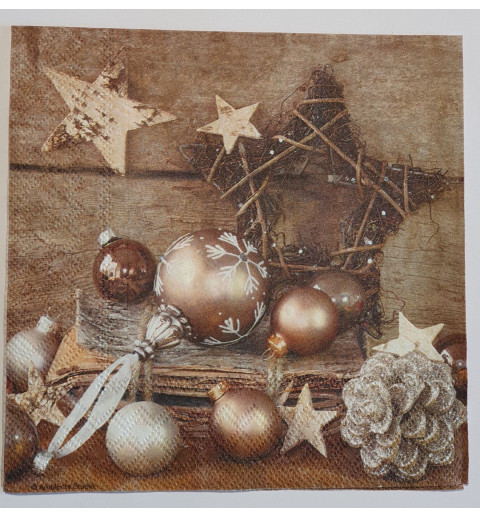Serviette Baumschmuck braun