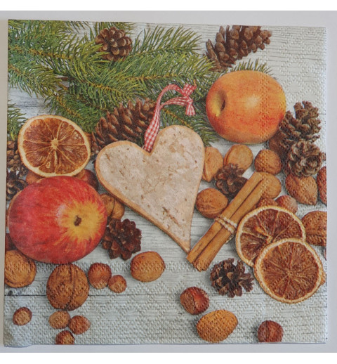 Serviette Herz/Apfel