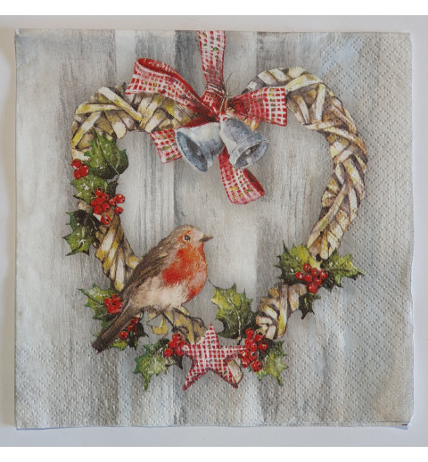 Serviette Vogel/Herz
