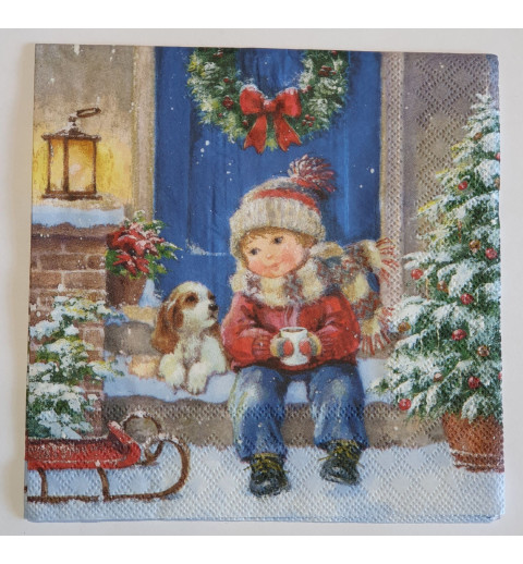 Serviette Junge/Hund