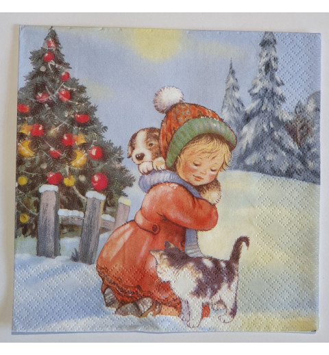 Serviette Mädchen/Hund