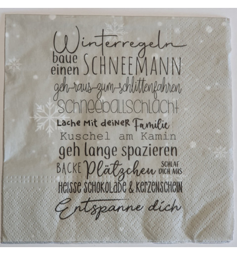 Serviette Winterregeln