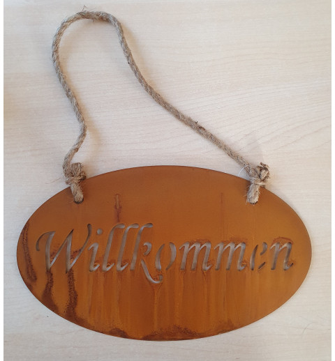 Metall Schild Rost Willkommen