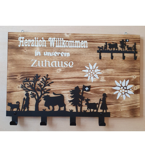 Garderobe/Schlüsselbrett Alpaufzug natur Herzlich...