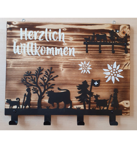 Garderobe/Schlüsselbrett Alpaufzug natur Herzlich...
