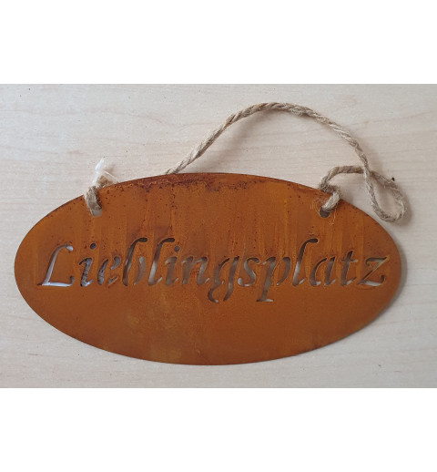Metall Schild rost Lieblingsplatz