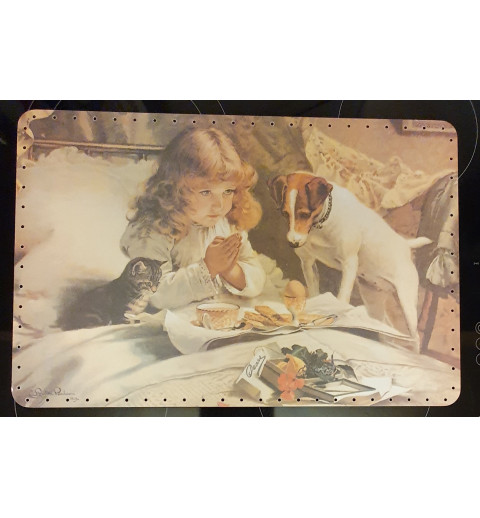 Serviertablett Rohling Hund/Mädchen
