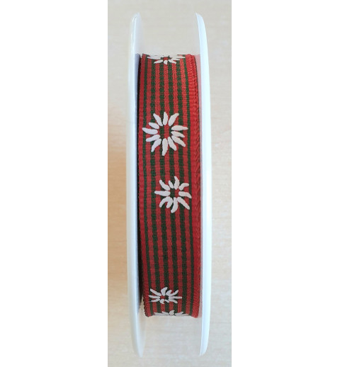 Dekoband Karo/Edelweiss rot