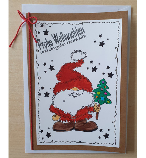 Weihnachtskarte Weihnachtsmann rot