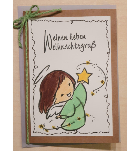 Weihnachtskarte Engel hellgrün