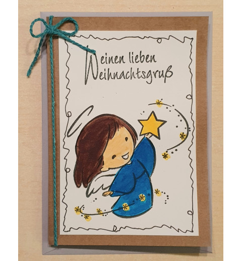 Weihnachtskarte Engel türkis