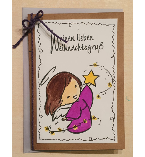 Weihnachtskarte Engel violette