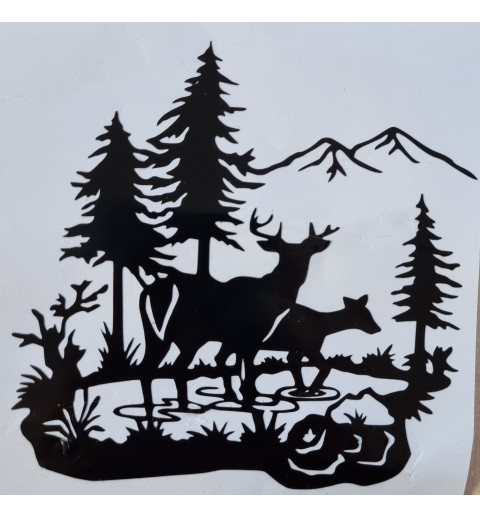 Vinylmotive Hirsch/Wald schwarz