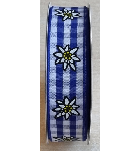 Dekoband Edelweiss blau kariert