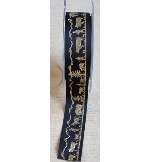 Dekoband Alpaufzug schwarz/gold