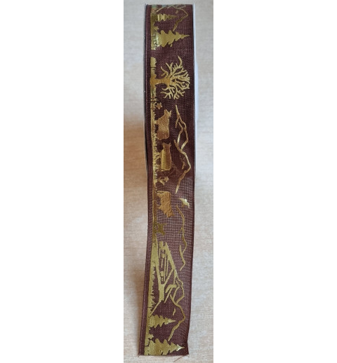 Dekoband Alpaufzug braun/gold