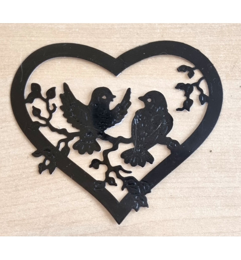 Vinylmotiv Herz/Vögel schwarz
