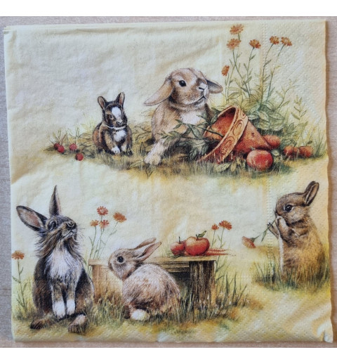 Serviette Kaninchen/Wiese